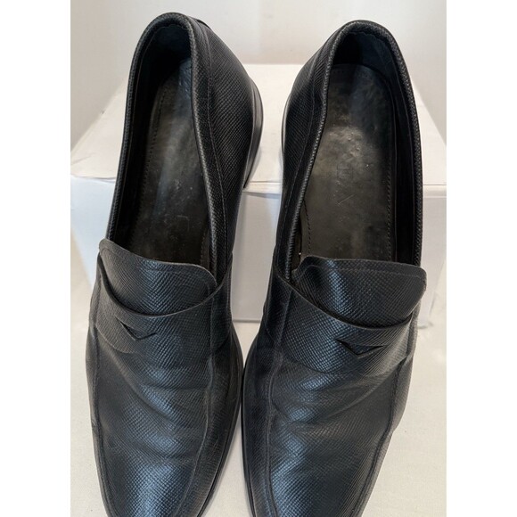 AUTH PRADA SAFFIANO BUSINESS SHOES 2DE072 BLACK LEATHER SIZE 9 1/2 - Picture 7 of 12